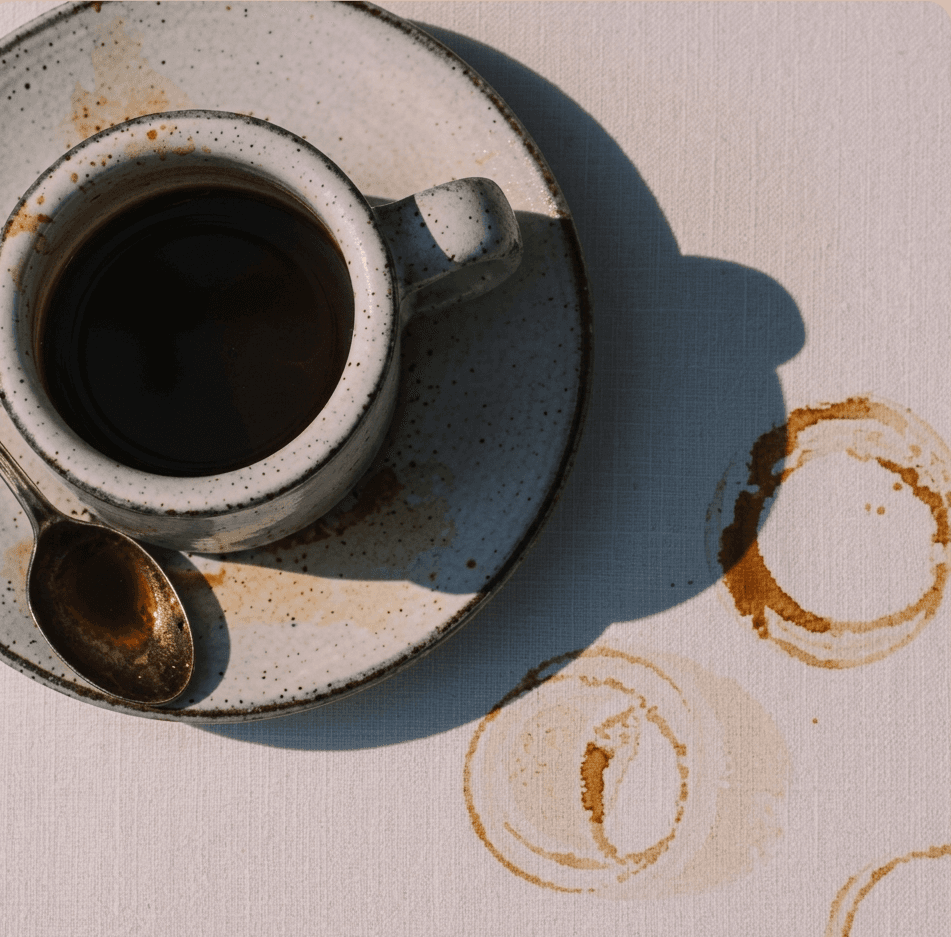 Taza de café con manchas artísticas